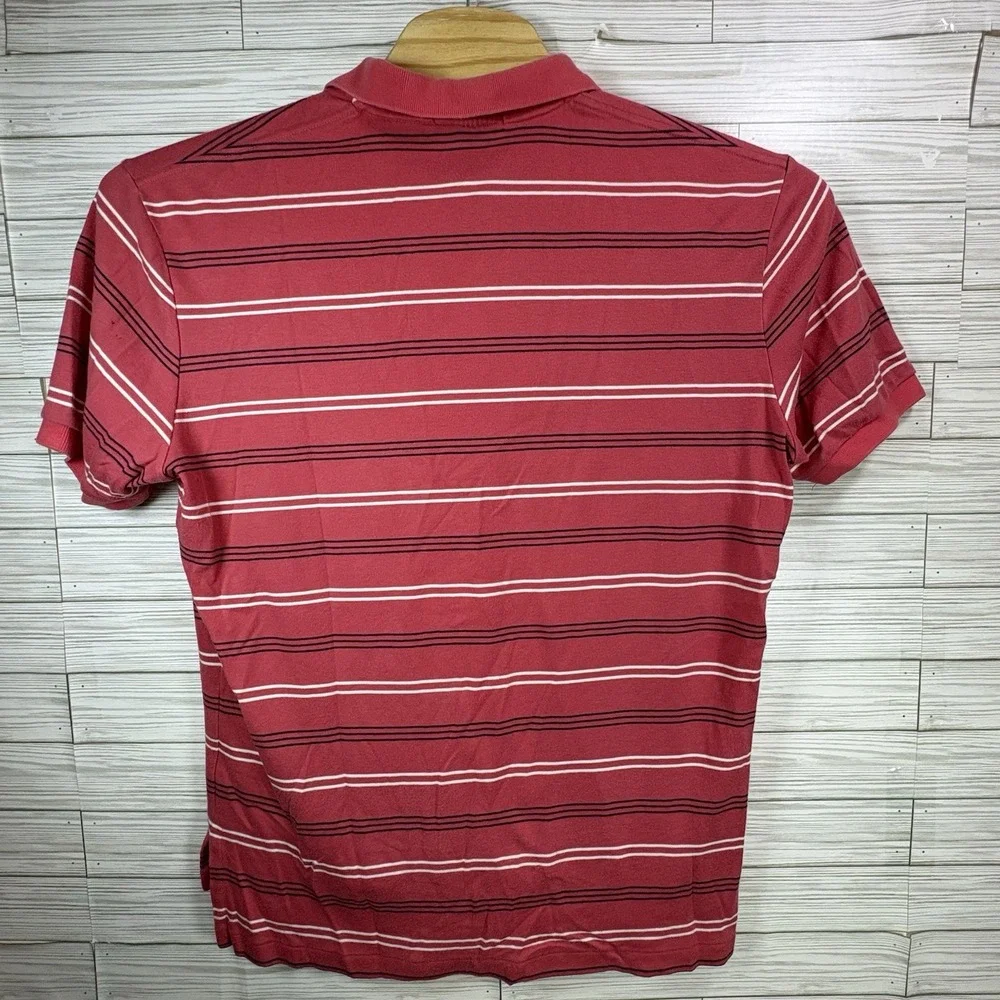 Polo Ralph Lauren Men's Golf Polo Shirt‎ Red White Black Stripe Cotton Sz Lg